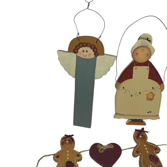 Lot of 4 Vintage Primitive Wooden Christmas Decor Farm House Country - Picture 2 of 8